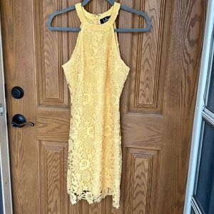 lulus yellow floral cocktail dress